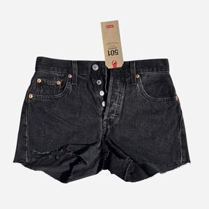 Levi's Black Jean Shorts Distressed Cut-Off Hem
